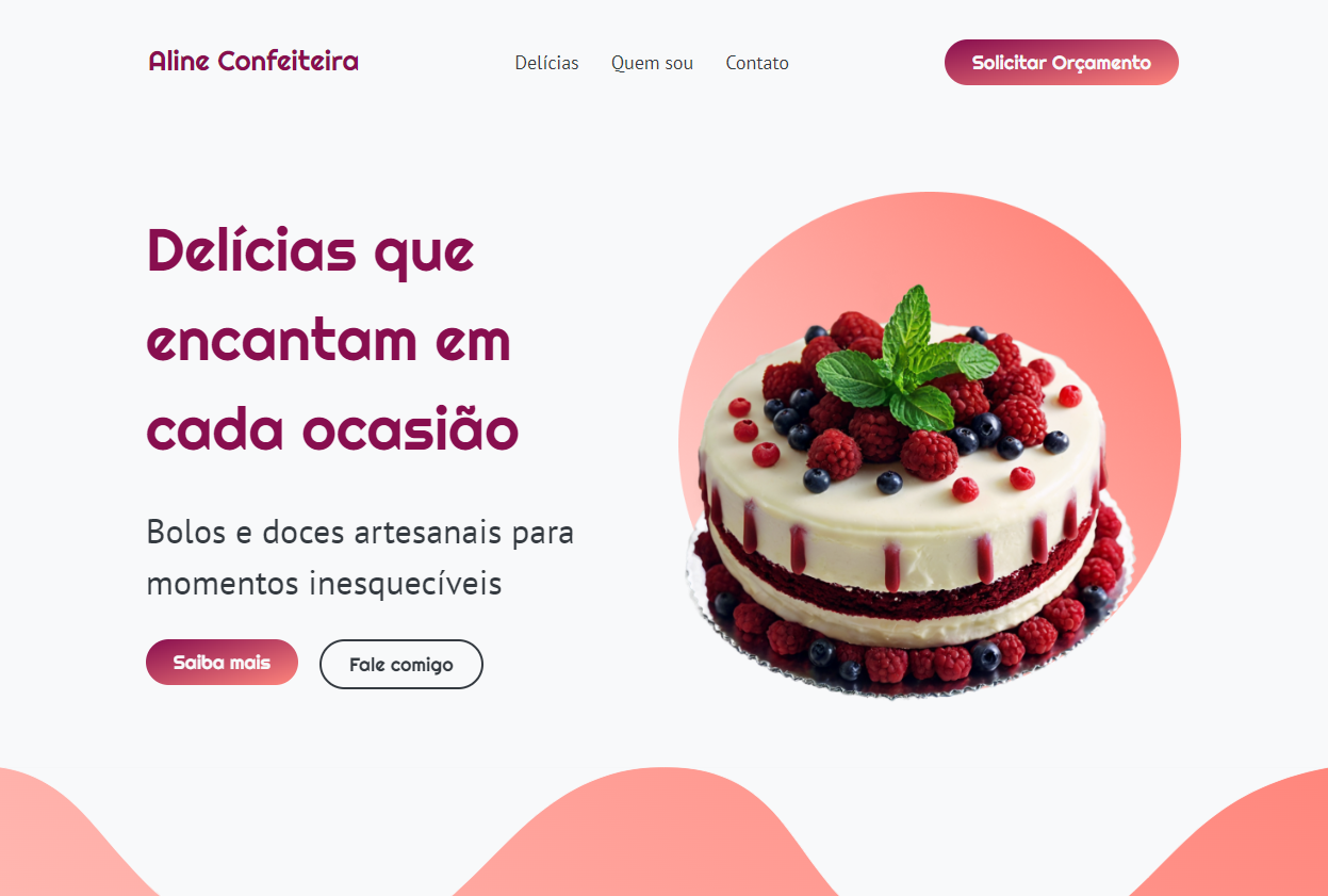 layout de site para confeiteiras